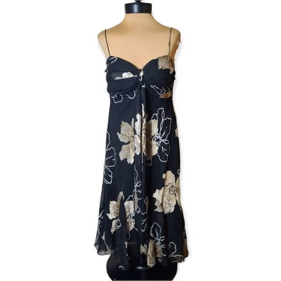 VINTAGE SL Fashions Black Floral Dress Size 8 - Picture 1 of 5